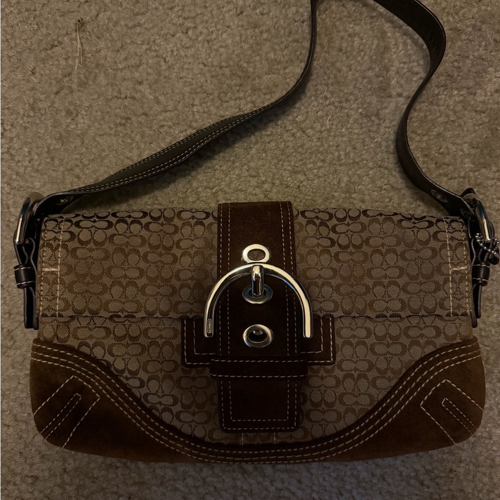 Coach Brown and Tan Shoulder Bag